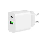 Gembird Chargeur Rapide Universel USB 2 Ports - USB-C + USB-A, 20 W, Compact pour Une Charge Rapide, Blanc