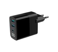 Gembird Chargeur Secteur Universel TA-UC-PDQC30LCD-BK-02 : 2x USB-A 3.2 Gen 1, 1x USB-C, Power Delivery 30W, Quick Charge 3.0, GaN, LCD, Noir