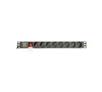 Gembird EG-PDU-014 : Adaptateur Multiprises 8 Schuko 1U 16A, Boîtier Aluminium Noir, Câble 3m, 3680W Max, 432x44x44mm
