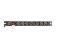 Gembird EG-PDU-014-F Unité de Distribution d'Alimentation (PDU) 8 Prises AC 1U Noir