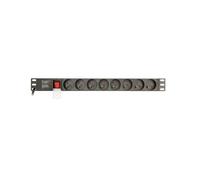 Gembird EG-PDU-014-F Unité de Distribution d'Énergie Rackable 1U 8 Prises CA Type Français 16A 3680W Câble 3m Boîtier Aluminium Noir