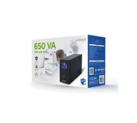 Gembird EG-UPS-031 Onduleur Line-Interactive 0.65 kVA / 390W, Sinus, AVR, 3 prises C13 + 1 Type F, Batterie 12V 20min @charge, LCD, RoHS