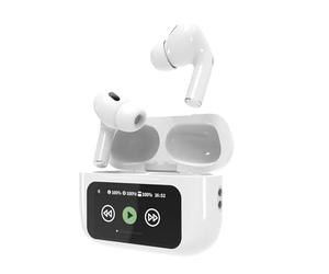 Gembird GMB-Audio BT TWS in-Ears with LCD Display and Active Noise Cancelling, White - Premium Wireless Earbuds for Music and Handsfree Calls, Compatible with Smartphones, Tablets, and More