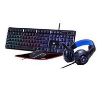 Gembird GMB Gaming Ghost GGS-UMGL4-02 - Ensemble de clavier, souris, casque et tapis de souris - rétro-éclairé - USB - US - boîte de couleur