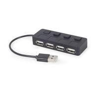 Gembird Hub USB 2.0 UHB-U2P4-05 - 4 ports avec interrupteurs Type-A Noir