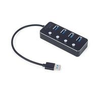 Gembird UHB-U3P4P-01 hub & concentrateur USB 3.2 Gen 1 (3.1 Gen 1) Type-A 5000 Mbit/s Noir