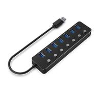 Gembird Hub USB 3.2 Gen 1 UHB-U3P7P-01 – 7 ports Type-A, interrupteurs individuels, Noir