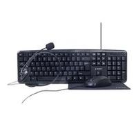 Gembird KBS-UO4-01 - 4-in-1 office kit - ensemble de clavier, souris, casque et tapis de souris - USB - QWERTY - US - boîte de couleur G