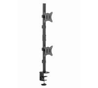 Gembird Support Écran Réglable pour Double Moniteur, 17-32" & 9 kg Chacun, Rotation 180° Paysage/Portrait, Inclinaison 45°, Pivot 90°, Compatible VESA, Gestion de Câbles Intégrée, Noir