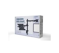 Gembird MA-DA-03 : Support Bureau Double Écran 17"-32" (9kg max par écran) VESA 75x75/100x100, Inclinaison +/-45°, Rotation 360°, Montage Collier/Passe-fil.