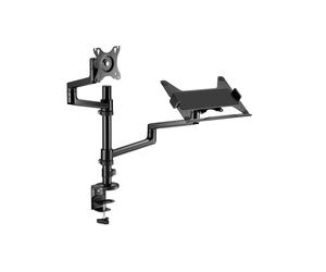 Gembird MA-DA-04 Support Bureau Double Écran 17"-32" VESA 75/100mm, Charge max 8kg par écran, Pivot 180°, Inclinaison -30°/+90°, Rotation 360°, Collier/Passe-fil