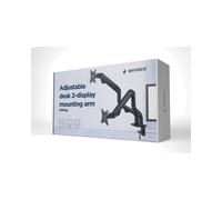 Gembird MA-DA2-02 Support Bureau Double Écran 17-32" (max 8kg/écran) VESA 75/100, Inclinaison -45°/+90°, Pivot 180°, Rotation 360°, Fixation Pince/Passe-fil