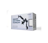 Gembird MA-DA2P-01: Support Bureau Double Écran 17-32", 18kg max, VESA 75x75/100x100, Fixation Pince/Passe-fil, Vérin à Gaz, Pivot/Inclinaison