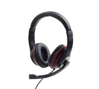 Gembird Micro-casque supra-auriculaire filaire noir, rouge volume réglable, micro-casque