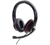 Gembird Micro-casque supra-auriculaire filaire noir, rouge volume réglable, micro-casque