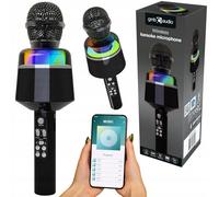Gembird Microphone de karaoké sans Fil Bluetooth, Rechargeable, Idéal pour Les fêtes, Noir