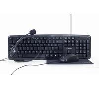 Gembird | Multimedia 4-in-1 office set | KBS-UO4-01 | Clavier, souris, tapis de souris et casque audio | Filaire | Souris incluse | USA | Noir | 630 g