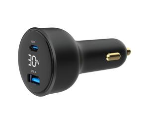 Gembird Nom : Chargeur Allume Cigare 1x USB-C + 1x USB-A 30W (Noir)