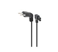 Gembird PC-184L Câble d'alimentation 1m, EURO vers Coupleur C7, Connecteurs Coudés 90°, H05VV-F 2x0.5mm², 2.5A, RoHS, Noir