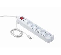 Gembird PCW-MS2G protection surtension Blanc 5 sorties CA 250 V 1,8 m