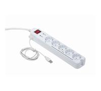 Gembird PCW-MS2G protection surtension Blanc 5 sorties CA 250 V 1,8 m