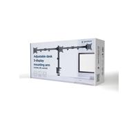 Gembird Support Bureau 2 Écrans 17-27" MA-D3-01 Pince 7Kg max par écran VESA 75x75/100x100 Inclinable Pivotant Rotatif Aluminium/Acier Noir