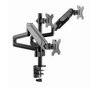 Gembird Support de Bureau Ajustable pour Trois Moniteurs - Bras de Montage Complet pour 3 Écrans jusqu'à 27 Pouces, Inclinaison, Pivot et Rotation Ergonomiques, Compatible VESA, Noir