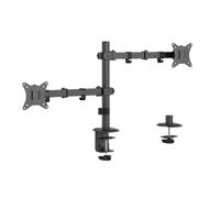 Gembird Support Écran pour Double Moniteur, 17-32" & Jusqu’à 9 kg Chacun, Rotation, Inclinaison & Pivot, Compatible VESA, Gestion de Câbles Intégrée, Noir
