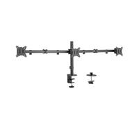 Gembird Support Écran Réglable pour Triple Moniteur, 17-27", Jusqu’à 7 kg par Écran, Rotation 180° Paysage/Portrait, Inclinaison 45°, Pivot 90°, Compatible VESA, Noir