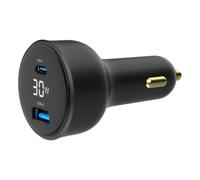 Gembird TA-UC-AC2PD30LCD-CAR-01 chargeur d'appareils mobiles Universel Noir Allume-cigare Charge rapide Auto