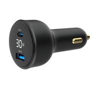 Gembird TA-UC-AC2PD30LCD-CAR-01 chargeur d'appareils mobiles Universel Noir Allume-cigare Charge rapide Auto