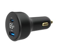 Gembird TA-UC-AC2PD65LCD-CAR-01 chargeur d'appareils mobiles Universel Noir Allume-cigare Charge rapide Auto