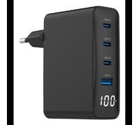 Gembird TA-UC-PDQC100LCD-01-BK Chargeur Secteur 100W USB-C Power Delivery & Quick Charge 3.0, 3x USB-C (5A), 1x USB-A (2.5A), Noir