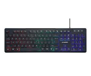 GEMBIRD TECLADO (Ingles) Multimedia KB-UML-02 USB, ILUMINACIÃ“N RGB, DISEÃ‘O DE EE. UU., Negro