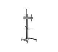 Gembird TVS-70T-02 Support TV Sol Aluminium Noir 37-70'' Roulettes Blocables, VESA 600x400, Tablette Réglable, 772x2157x648mm