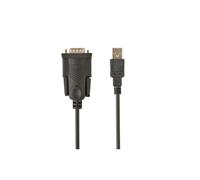Gembird UAS-DB9M-02 : Câble série USB Type-A vers DB-9 mâle, 1.5m, noir, conversion de port série via USB, compatible Windows, macOS, Linux.