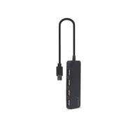 Gembird UHB-CM-U2P4-01 : Hub USB 2.0 Type-C 4 Ports Type-A Noir, Câble 0.3m, Compatible Windows 11/10/8, Dimensions 109x30x10mm, 45g