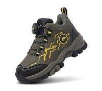 GemChve Basket Enfant Garcon Chaussures de Randonnée Poignée Solide Imperméable avec Boucle Rotative et Lumière Chaussure de Marche Green 36EU