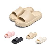 GemChve Claquettes Hommes Chaussons Femme Antidérapant Sandales Pantoufles Confortable Unisex Epaisse Foam Slides pour Maison, Jardin, Salle de Bain, Piscine, Plage Khaki 42/43EU