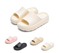GemChve Claquettes Hommes Chaussons Femme Antidérapant Sandales Pantoufles Confortable Unisex Epaisse Foam Slides pour Maison, Jardin, Salle de Bain, Piscine, Plage Beige 42/43EU