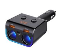 GemCoo C51C USB C Chargeur Allume Cigare Adaptateur 3 Prise 150W, Chargeur de Voiture Adaptateur d'alimentation 150W avec Double Port de Charge QC3.0 et PD de Type C, Interrupteurs Indépendants
