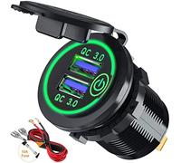 GemCoo Quick Charge 3.0 Prise de Chargeur Rapide de Voiture USB Adaptateur avec Interrupteur 12V / 24V 36W Dual QC3.0 USB pour Marine, Bateau, Moto, Camion (Vert)