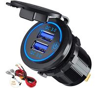GemCoo Quick Charge 3.0 Prise de Chargeur Rapide de Voiture USB Adaptateur avec Interrupteur 12V / 24V 36W Dual QC3.0 USB pour Marine, Bateau, Moto, Camion (Bleu1)