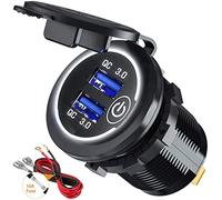 GemCoo Quick Charge 3.0 Prise de Chargeur Rapide de Voiture USB Adaptateur avec Interrupteur 12V / 24V 36W Dual QC3.0 USB pour Marine, Bateau, Moto, Camion (Blanc)