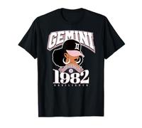 Gémeaux 1982 Astro Year Melanin Queen Afro Déesse T-Shirt