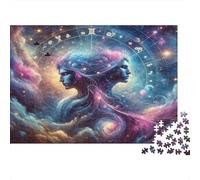Gémeaux Astrologie Puzzle 1000 pièces pour Adultes Méduse Cosmique Étoiles Nébuleuse Défiant Difficile Premium Épais Robuste Vibrant Relaxation Antistress 70x50cm/1000pcs