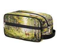 GeMeFv Forest Sika Trousse de toilette à suspendre avec motif cerf - Portable - Trousse de maquillage de voyage - Grande capacité - Pour homme et femme, Cerf du Sika de la forêt, 10.5×4.4×5.3 in