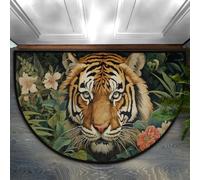 GeMeFv Paillasson demi-rond en demi-cercle avec feuilles de tigre, tapis demi-lune antidérapant pour intérieur, cuisine, chambre à coucher, décoration d'intérieur