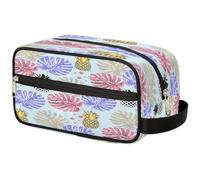 GeMeFv Trousse de toilette à suspendre avec feuille tropicale, ananas, trousse de maquillage de voyage, grande capacité, sac de rasage pour homme et femme, Ananas à feuilles tropicales, 10.5×4.4×5.3