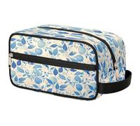 GeMeFv Trousse de toilette à suspendre avec feuilles bleues et fruits - Trousse de maquillage portable de voyage - Grande capacité - Pour homme et femme, Fruits à feuilles bleues, 10.5×4.4×5.3 in